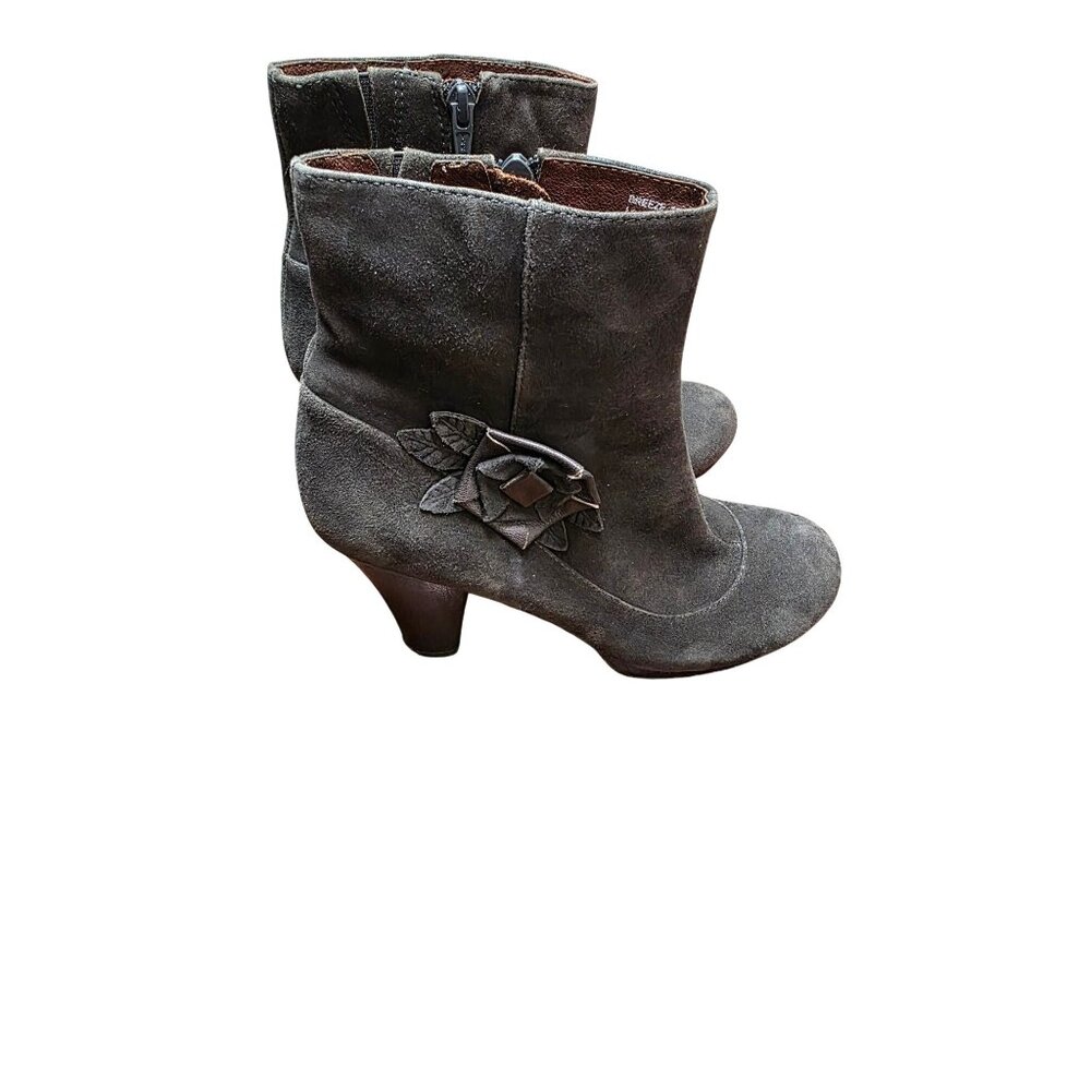 Naya Breeze Victorian Olive Green Suede Ankle Block Platform Heel Boots Size 7‎